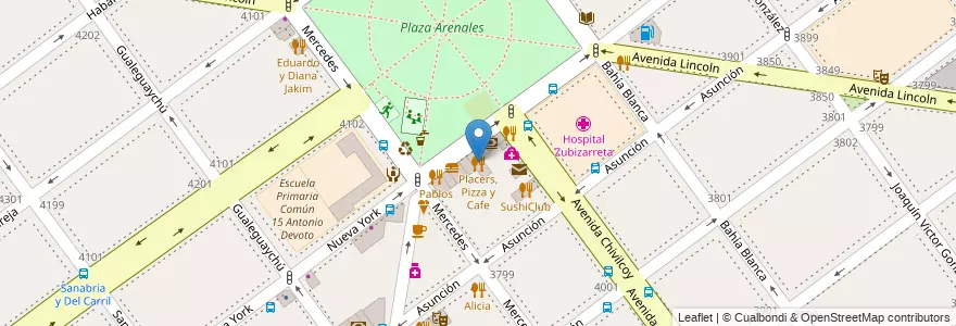 Mapa de ubicacion de Placers, Pizza y Cafe, Villa Devoto en الأرجنتين, Ciudad Autónoma De Buenos Aires, Buenos Aires, Comuna 11.