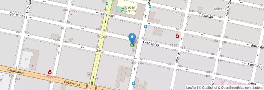 Mapa de ubicacion de Planeta Kids en 阿根廷, Santa Fe, Departamento San Lorenzo, Municipio De Roldán, Roldán.