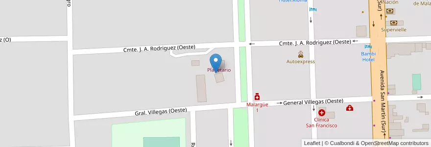 Mapa de ubicacion de Planetario en Argentine, Chili, Mendoza, Departamento Malargüe, Distrito Ciudad De Malargüe.