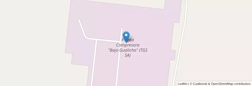 Mapa de ubicacion de Planta Compresora "Bajo Gualicho" (TGS SA) en 아르헨티나, Chubut, Departamento Biedma.