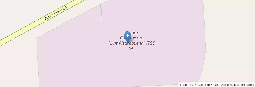 Mapa de ubicacion de Planta Compresora "Luís Piedrabuena" (TGS SA) en アルゼンチン, サンタクルス州, チリ, Corpen Aike.