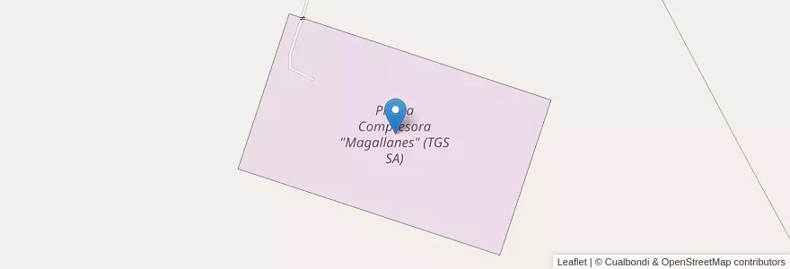 Mapa de ubicacion de Planta Compresora "Magallanes" (TGS SA) en アルゼンチン, チリ, サンタクルス州, Güer Aike.