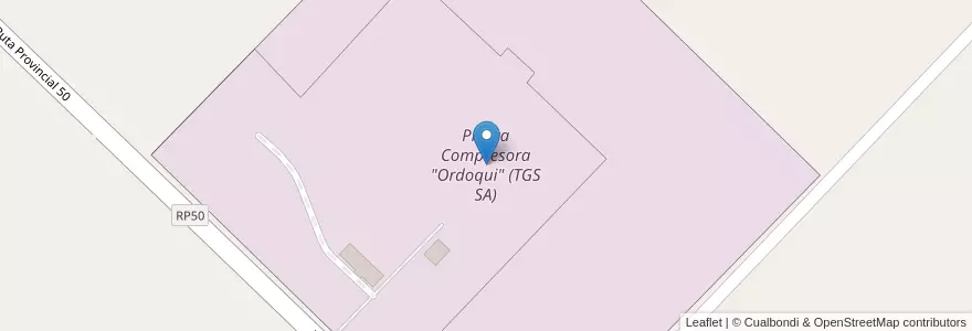 Mapa de ubicacion de Planta Compresora "Ordoqui" (TGS SA) en Arjantin, Buenos Aires, Partido De Carlos Casares.
