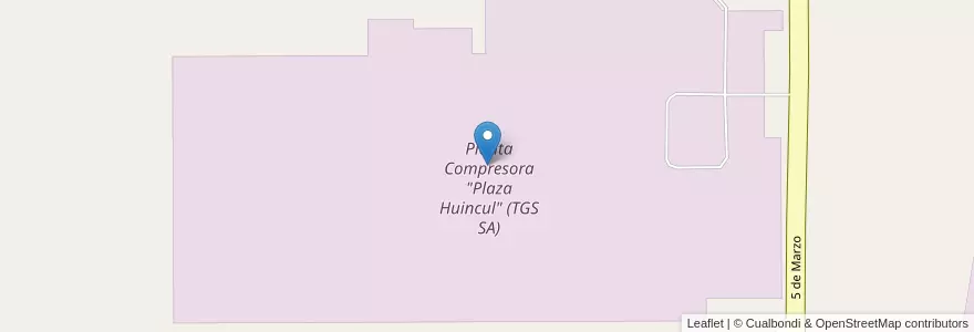Mapa de ubicacion de Planta Compresora "Plaza Huincul" (TGS SA) en Argentina, Chile, Wilayah Neuquén, Departamento Confluencia, Municipio De Plaza Huincul.