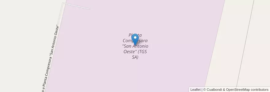Mapa de ubicacion de Planta Compresora "San Antonio Oeste" (TGS SA) en 阿根廷, 内格罗河省, Departamento San Antonio, Las Grutas.