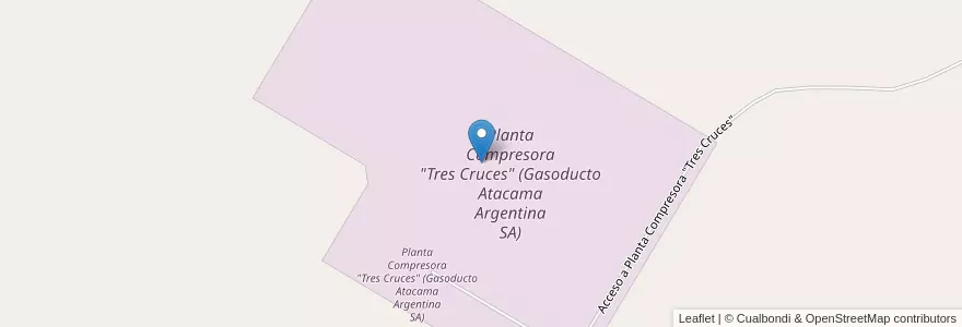 Mapa de ubicacion de Planta Compresora "Tres Cruces" (Gasoducto Atacama Argentina SA) en Argentinien, Jujuy, Departamento Humahuaca, Comisión Municipal De Tres Cruces.