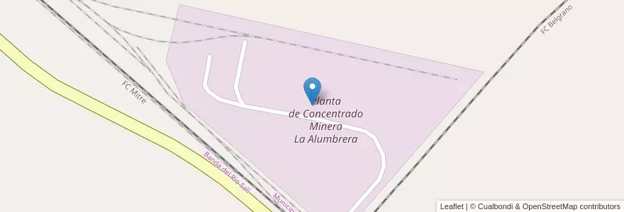 Mapa de ubicacion de Planta de Concentrado Minera La Alumbrera en Argentine, Tucumán, Departamento Cruz Alta.