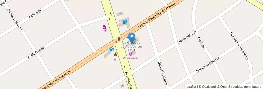 Mapa de ubicacion de Planta de Grabado de Autopartes (RPVA) en Arjantin, Buenos Aires, Partido De Quilmes, Florencio Varela.