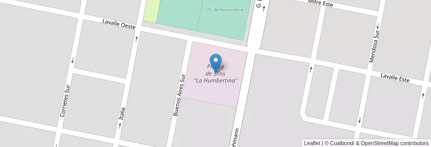 Mapa de ubicacion de Planta de Silos "La Humbertina" en Argentinien, Santa Fe, Departamento Castellanos, Municipio De Humberto Primo, Humberto Primo.