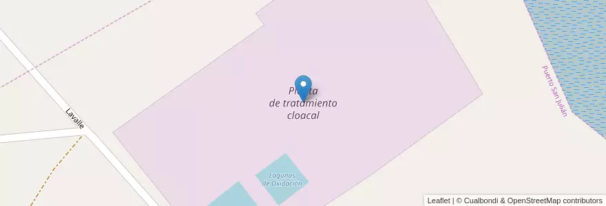 Mapa de ubicacion de Planta de tratamiento cloacal en Argentina, Chile, Santa Cruz Province, Argentina, Puerto San Julián, Magallanes, Puerto San Julián.