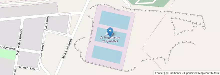 Mapa de ubicacion de Planta de Tratamiento de efluentes en Argentine, Chubut, Departamento Escalante, Comodoro Rivadavia.