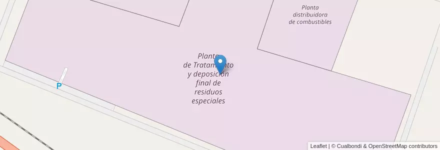 Mapa de ubicacion de Planta de Tratamiento y deposición final de residuos especiales en Argentinien, Chile, Provinz Neuquén, Departamento Confluencia, Municipio De Plaza Huincul.