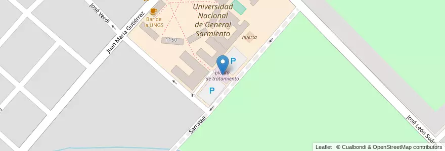 Mapa de ubicacion de planta de tratamiento en Arjantin, Buenos Aires, Partido De Malvinas Argentinas, Los Polvorines.