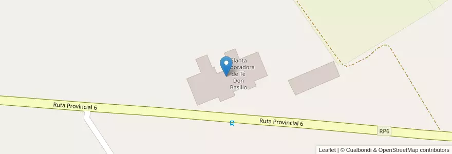 Mapa de ubicacion de Planta Elaboradora de Té Don Basilio en Arjantin, Misiones, Departamento Oberá, Municipio De Colonia Alberdi.