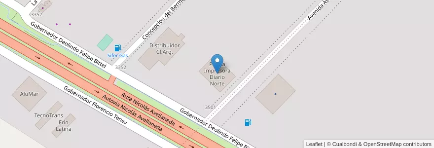 Mapa de ubicacion de Planta Impresora Diario Norte en الأرجنتين, Chaco, Departamento San Fernando, Resistencia, Resistencia.
