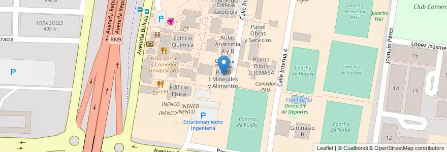 Mapa de ubicacion de Planta Piloto I Minerales y Alimentos en الأرجنتين, Salta, Capital, Municipio De Salta, Salta.