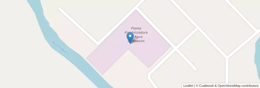 Mapa de ubicacion de Planta Potabilizadora de Agua de Rawson en Argentinië, Chubut, Departamento Rawson, Rawson.