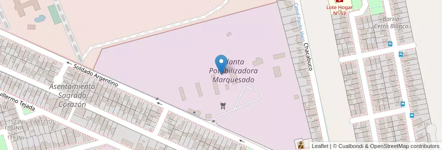 Mapa de ubicacion de Planta Potabilizadora Marquesado en آرژانتین, San Juan, شیلی, Rivadavia.