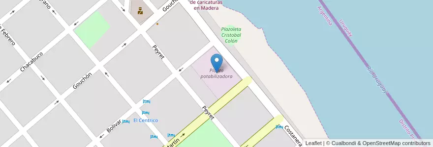 Mapa de ubicacion de Planta potabilizadora en آرژانتین, استان انتره ریوس, Departamento Colón, Distrito Primero.