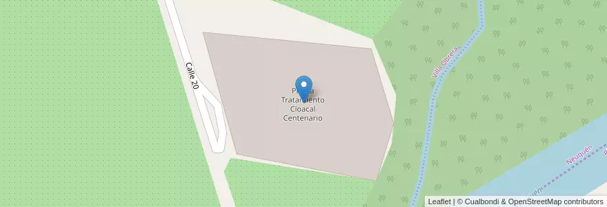 Mapa de ubicacion de Planta Tratamiento Cloacal Centenario en 아르헨티나, 칠레, 네우켄주, Departamento Confluencia, Centenario.