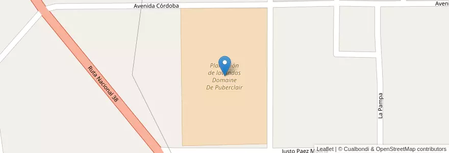 Mapa de ubicacion de Plantación de lavandas Domaine De Puberclair en Argentina, Córdoba, Departamento Punilla, Pedanía Dolores, Municipio De La Cumbre.