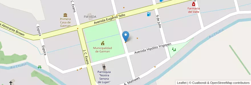 Mapa de ubicacion de Plas y Coed en Argentinië, Chubut, Departamento Gaiman, Gaiman, Gaiman.