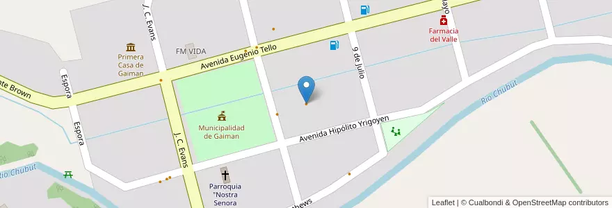 Mapa de ubicacion de Plas y Coed en アルゼンチン, チュブ州, Departamento Gaiman, Gaiman, Gaiman.