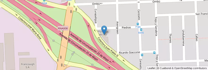 Mapa de ubicacion de Plasticos del Sur en Arjantin, Santa Fe, Departamento Rosario, Municipio De Rosario, Rosario.