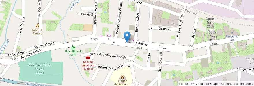 Mapa de ubicacion de platabanda Avenida Bolivia en Argentine, Jujuy, Departamento Doctor Manuel Belgrano, Municipio De San Salvador De Jujuy.