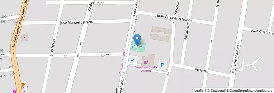 Mapa de ubicacion de Platea (Futbol 5) en Argentine, Chili, Mendoza, Godoy Cruz, Departamento Godoy Cruz, Distrito Ciudad De Godoy Cruz.