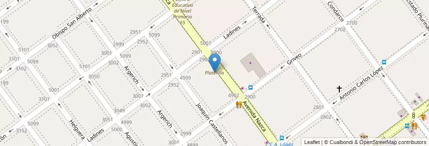 Mapa de ubicacion de Platerillo, Villa Pueyrredon en Аргентина, Буэнос-Айрес, Comuna 12, Буэнос-Айрес.
