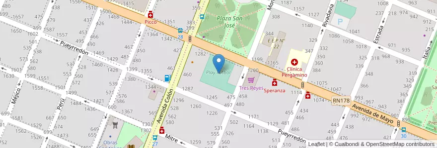 Mapa de ubicacion de Play Fútbol en Arjantin, Buenos Aires, Partido De Pergamino.