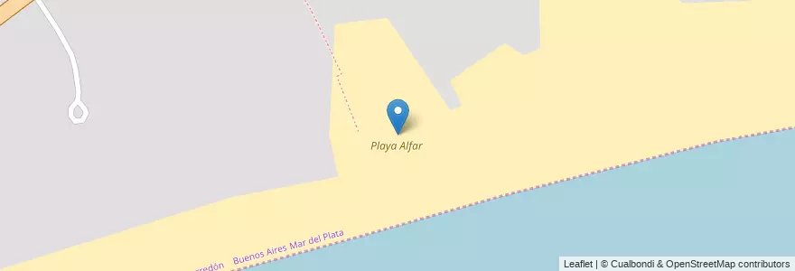 Mapa de ubicacion de Playa Alfar en Argentina, Provincia Di Buenos Aires, Partido De General Pueyrredón, Mar Del Plata.