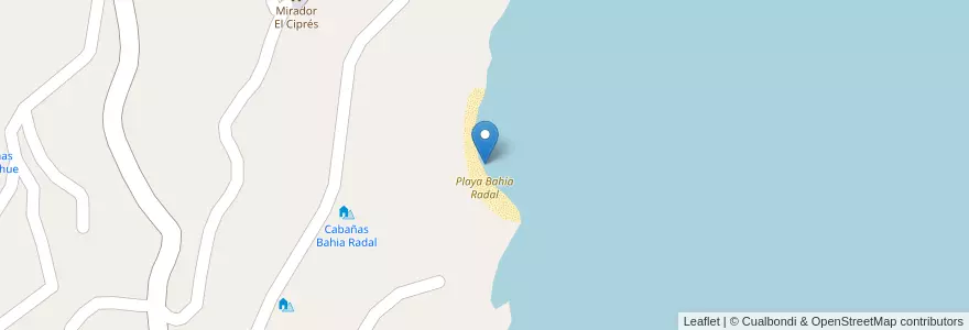 Mapa de ubicacion de Playa Bahía Radal en Argentina, Cile, Provincia Di Neuquén, Departamento Aluminé.