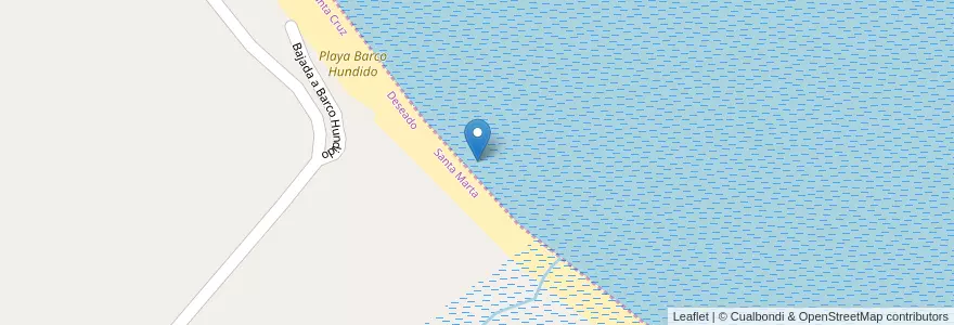 Mapa de ubicacion de Playa Barco Hundido en Argentina, Provincia Di Santa Cruz, Deseado, Santa Marta.