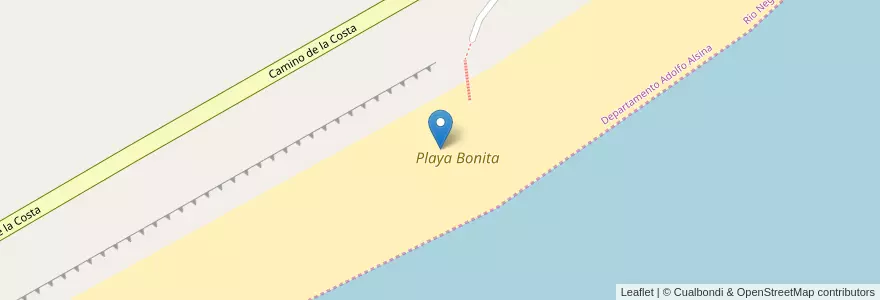 Mapa de ubicacion de Playa Bonita en Аргентина, Рио-Негро, Departamento Adolfo Alsina, Viedma.