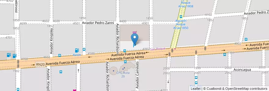 Mapa de ubicacion de Playa Chango Más en アルゼンチン, コルドバ州, Departamento Capital, Pedanía Capital, Córdoba, Municipio De Córdoba.