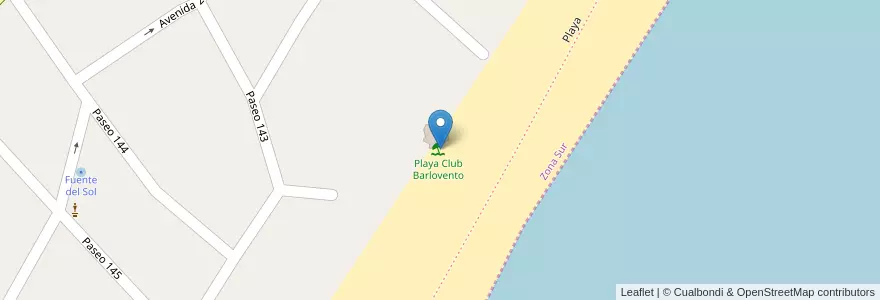 Mapa de ubicacion de Playa Club Barlovento en آرژانتین, استان بوئنوس آیرس, Partido De Villa Gesell.