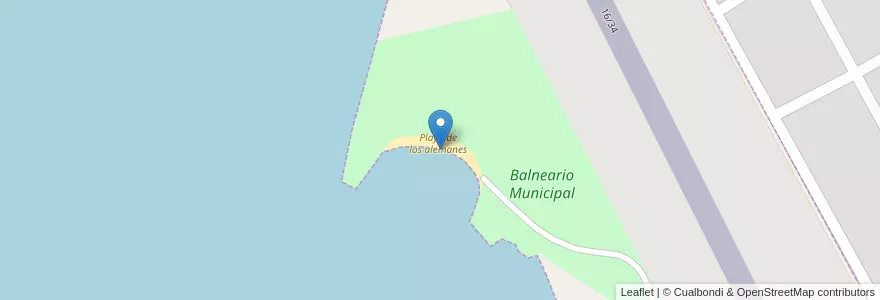 Mapa de ubicacion de Playa de los alemanes en 아르헨티나, Córdoba, Departamento Calamuchita, Pedanía Monsalvo.