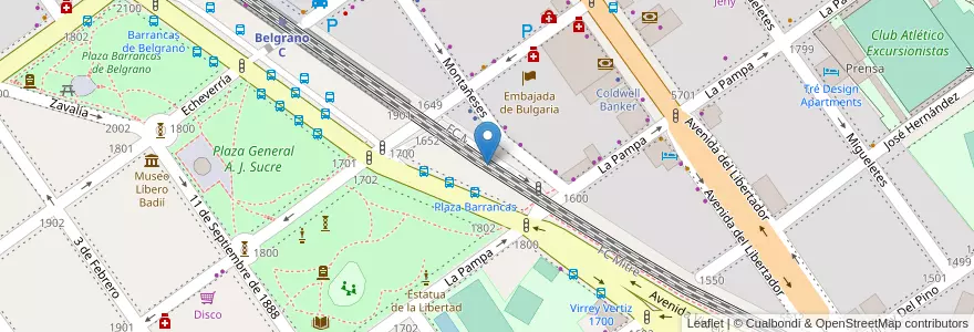 Mapa de ubicacion de Playa de regulación, Belgrano en الأرجنتين, Ciudad Autónoma De Buenos Aires, Buenos Aires, Comuna 13.