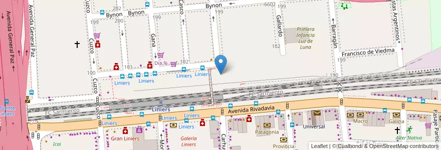 Mapa de ubicacion de Playa de regulación líneas 21 108 y 109, Liniers en アルゼンチン, Ciudad Autónoma De Buenos Aires, Comuna 9, ブエノスアイレス.