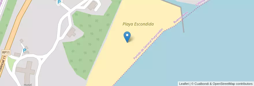 Mapa de ubicacion de Playa Escondida en アルゼンチン, ブエノスアイレス州.