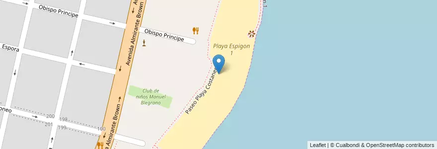 Mapa de ubicacion de Playa Espigon 1 en アルゼンチン, サンタフェ州, Departamento La Capital, Santa Fe Capital.