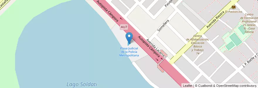 Mapa de ubicacion de Playa Judicial de la Policía Metropolitana, Villa Soldati en Аргентина, Буэнос-Айрес, Буэнос-Айрес, Comuna 8.