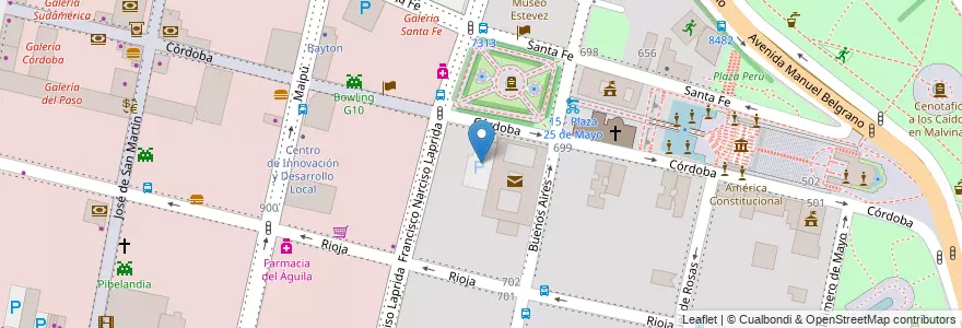 Mapa de ubicacion de Playa Juramento en Argentinië, Santa Fe, Departamento Rosario, Municipio De Rosario, Rosario.