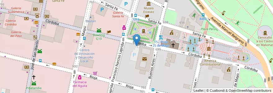 Mapa de ubicacion de Playa Juramento en アルゼンチン, サンタフェ州, Departamento Rosario, Municipio De Rosario, ロサリオ.