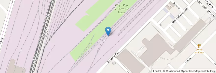 Mapa de ubicacion de Playa Kilo 5 -Ferrosur Roca- en アルゼンチン, ブエノスアイレス州, Partido De Avellaneda, Gerli.