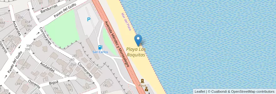 Mapa de ubicacion de Playa Las Roquitas en Argentinië, Santa Cruz, Chili, Deseado, Caleta Olivia.