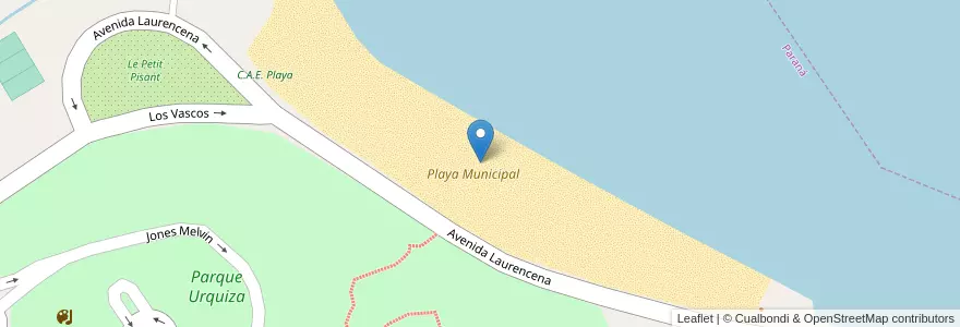 Mapa de ubicacion de Playa Municipal en アルゼンチン, エントレ・リオス州, Departamento Paraná, Distrito Sauce, Paraná, Paraná.