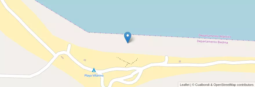 Mapa de ubicacion de Playa Villarino en Аргентина, Чубут, Departamento Biedma.